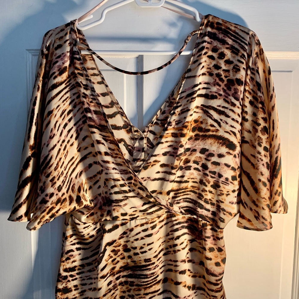 fab'rik Animal Print V-Neck Blouse